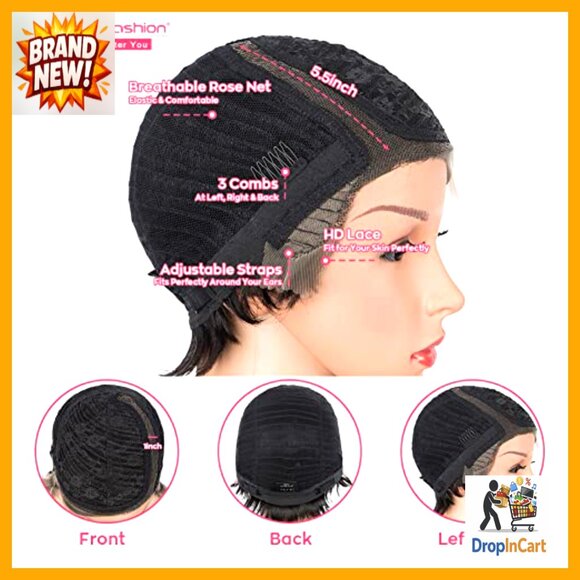 Human Hair Lace Front Wig Short Pixie Cut Glueless HD Natural Pre Plucked main image 5